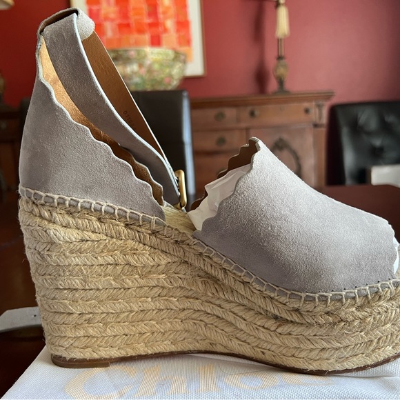 Chloe Lauren Espadrille Suede Wedge in Grey - Picture 7 of 8